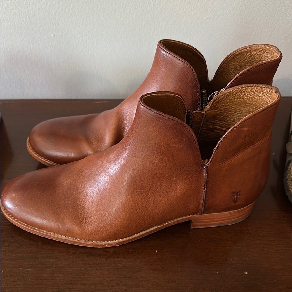 Frye Brown Ankle Boots with Elastic Side Panel